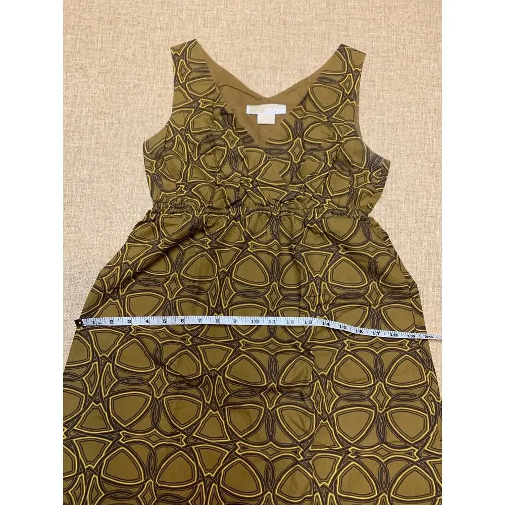 Michael Kors Women V Neck Sheath Dress High Waist Sleeveless Size PS Cotton